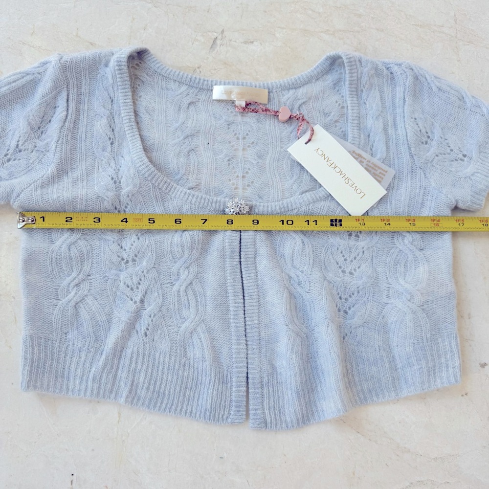 LoveShackFancy Elba cardigan wool cashmere baby blue size M - Picture 11 of 16